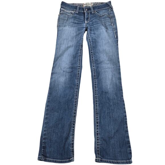 Ariat R.E.A.L Mid Rise Stretch Icon Stackable Straight Leg Jean in Ocean Size 28 - Picture 3 of 10
